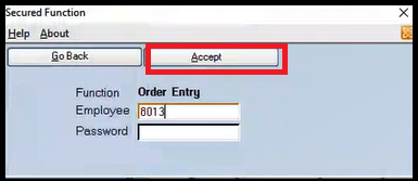 RALPH - Log in SODA Order Entry Function - Accept