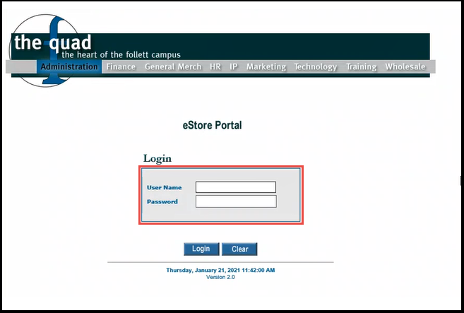 RALPH - Open and Log in to the quad in eStore Portal