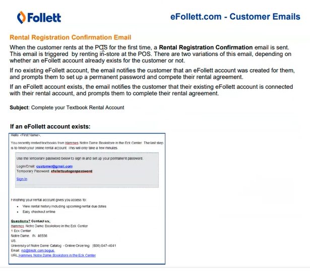 eFollett - Text Rental Registration Confirmation Email