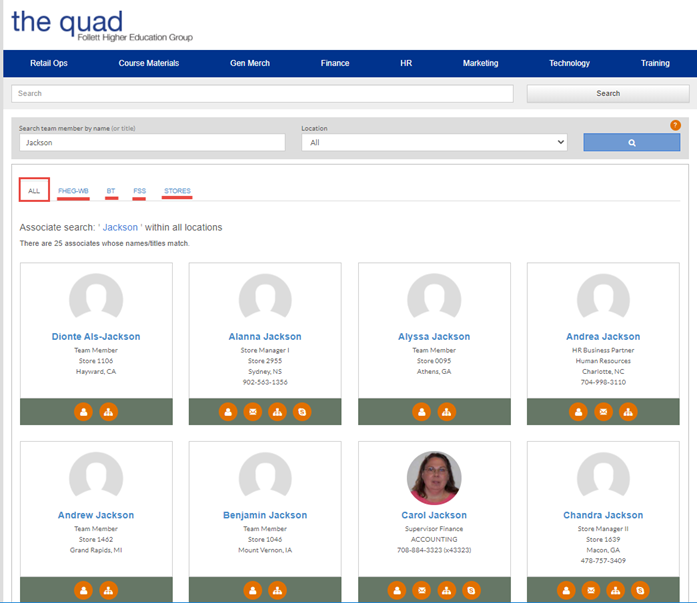 Quad - Team Member Search Results