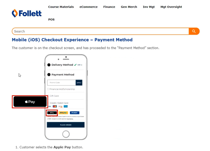 eFollett - TIP - Payment method Apple Pay on mobile
