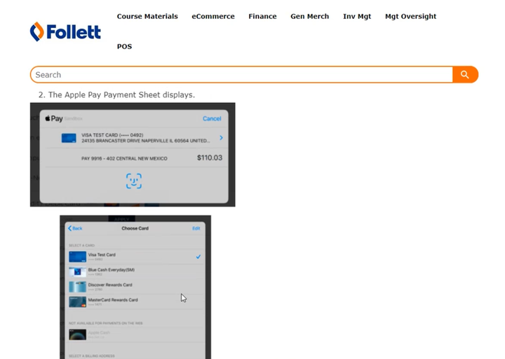 eFollett - TIP - Payment method Apple Pay sheet displays