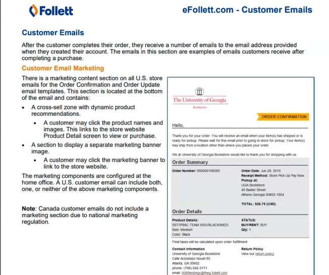 eFollett - Order Follow up Customer emails
