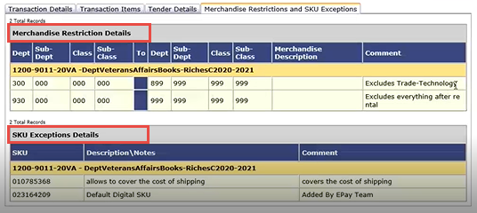 CARP - Financial Aid - Merchandise Restriction and SKU Exceptions